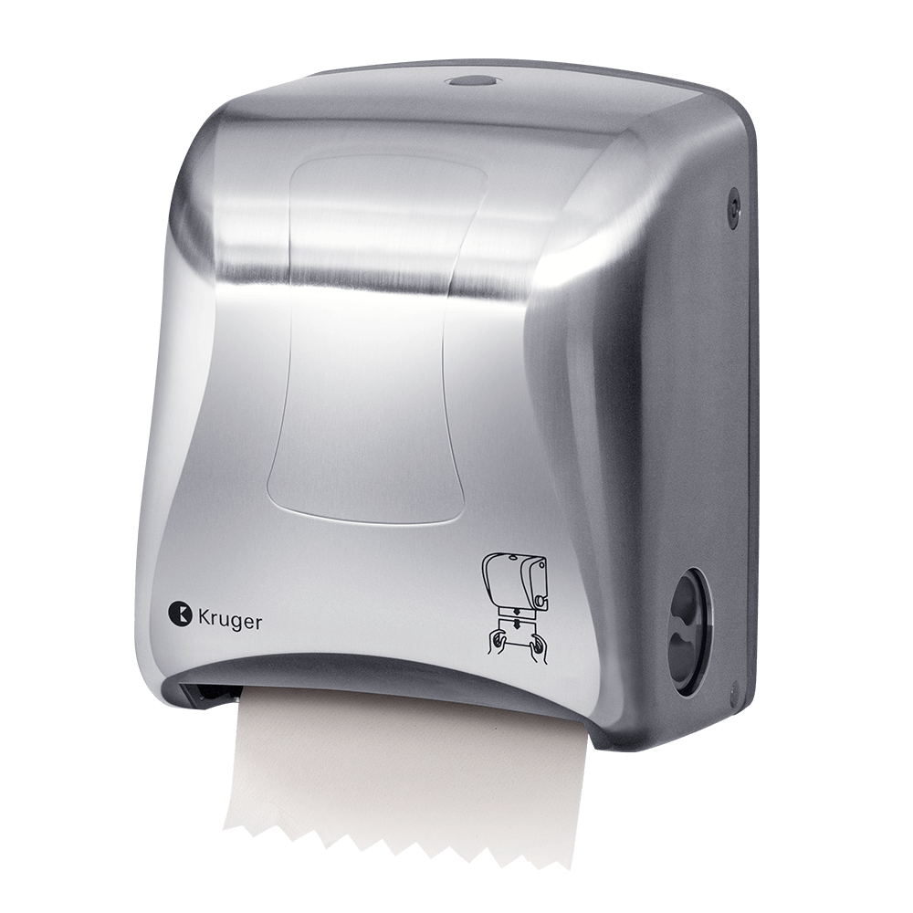 MINI TITAN MECHANICAL TOUCHLESS ROLL TOWEL DISPENSER, STAINLESS FINISH
