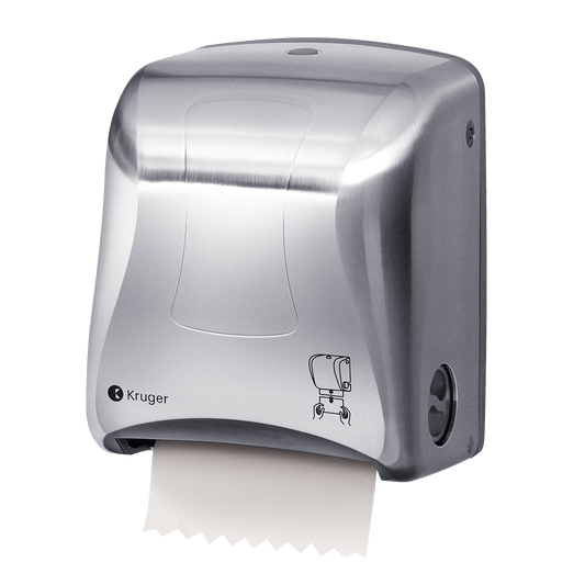 MINI TITAN MECHANICAL TOUCHLESS ROLL TOWEL DISPENSER, STAINLESS FINISH