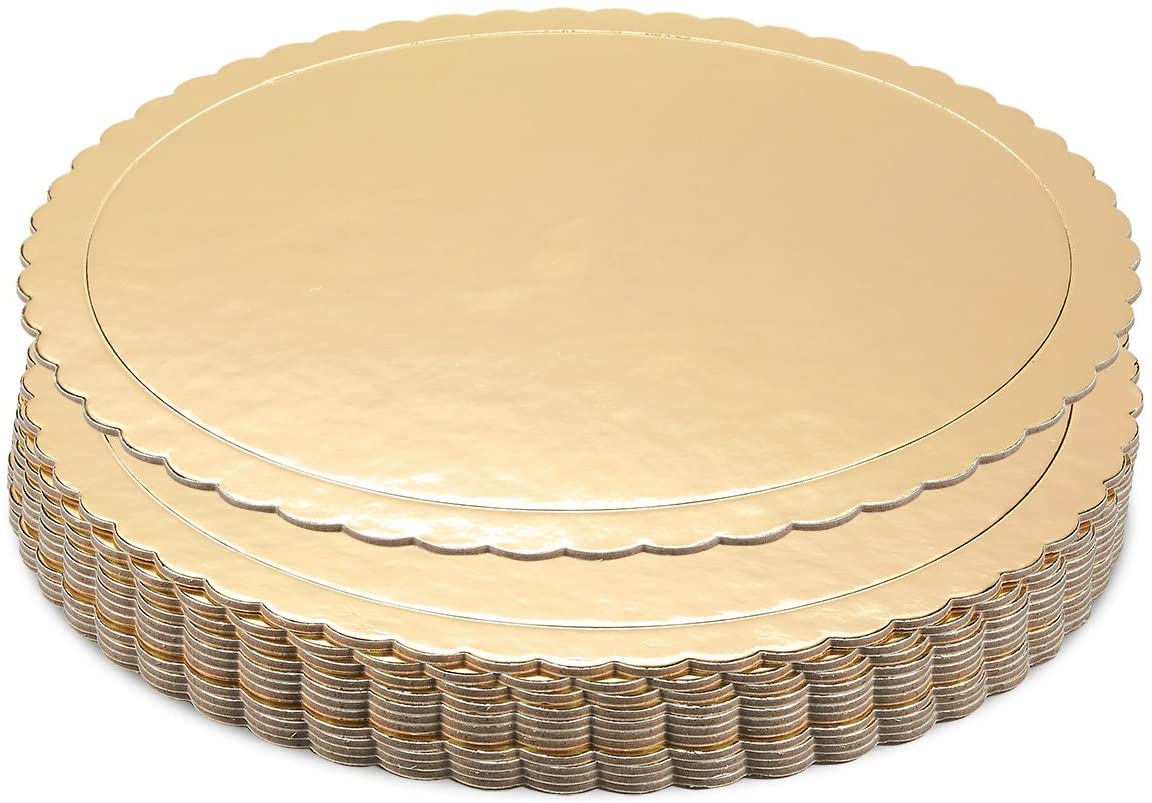 CAKE BOARD 8 X .080, SCALLOPED, GOLD (200/CS)