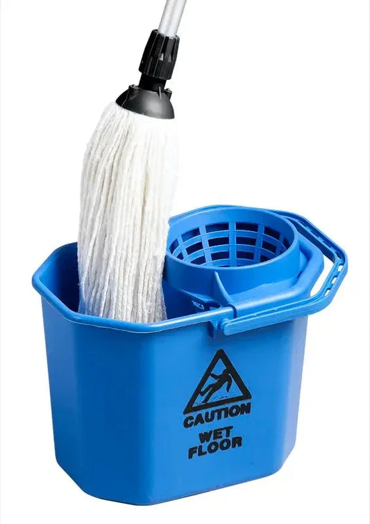12L HEAVY DUTY BUCKET W/ CONE WRINGER-BLUE Corporate Facility Supply