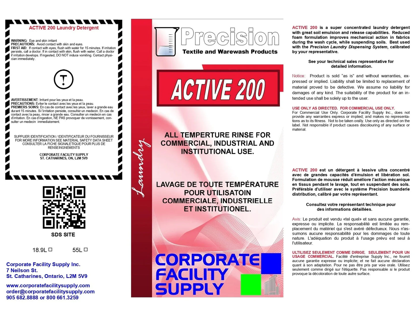 PRECISION ACTIVE 200 LAUNDRY DETERGENT - 20L Corporate Facility Supply