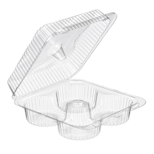 SLP72D MUFFIN CONTAINER 4 CELL HINGED LID 210/cs 075922 Corporate Facility Supply