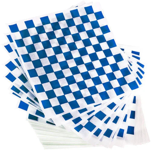 12 X 12 CHECKERED WAX PAPER, Blue (2000/CS) Corporate Facility Supply