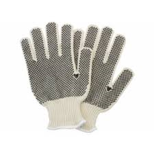 POLY/COTTON STRING KNIT GLOVE, DOTS ONE SIDE (222M)