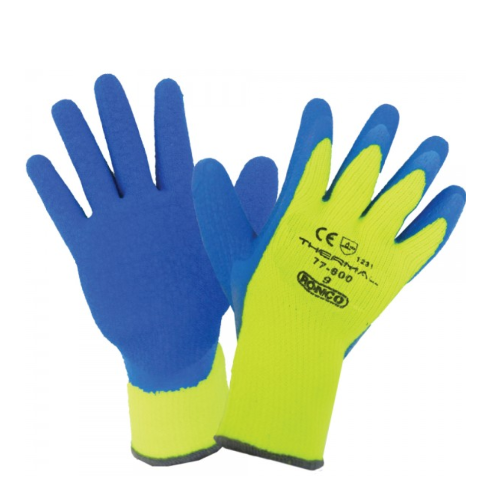 THERMAL GLOVE LATEX COATED - LARGE (GREEN/BLUE)