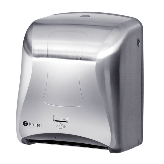 MINI TITAN ELECTRONIC TOUCHLESS ROLL TOWEL DISPENSER, STAINLESS COATED