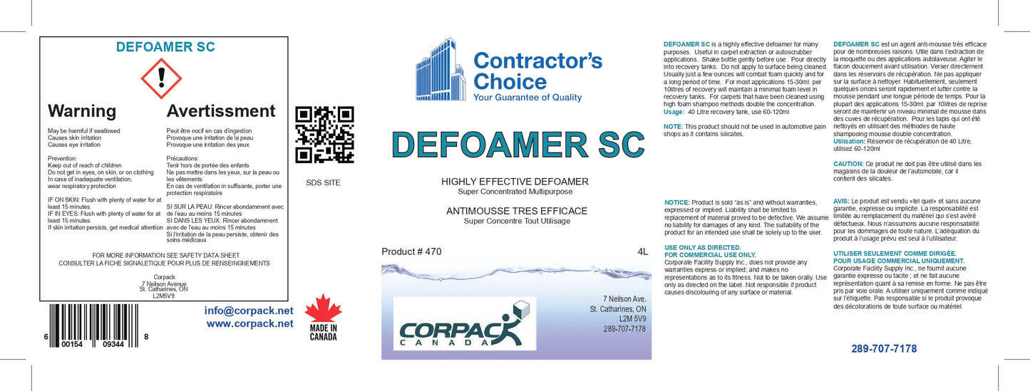 Contractors Choice Defoamer SC (super concentrate) - 4L