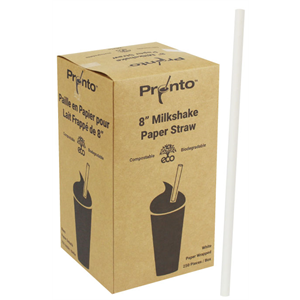8" PAPER MILKSHAKE STRAW, WHITE, WRAPPED (8 x 250/cs)