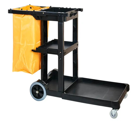 X-LARGE JANITOR CART, BLACK W/ZIPPERED BAG