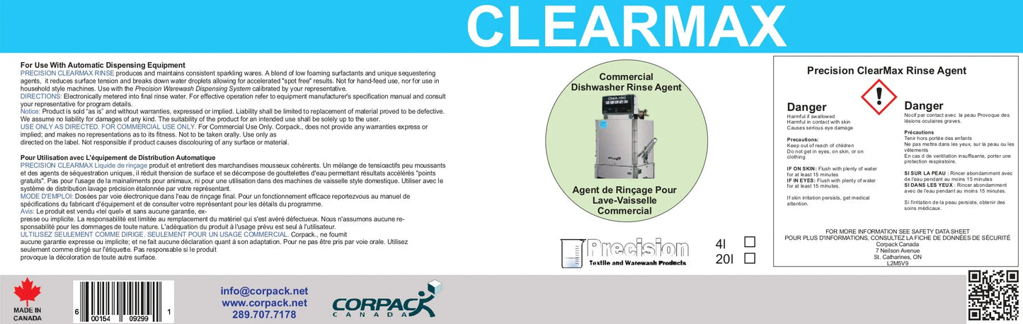 PRECISION CLEAR MAX RINSE - 4L Corporate Facility Supply