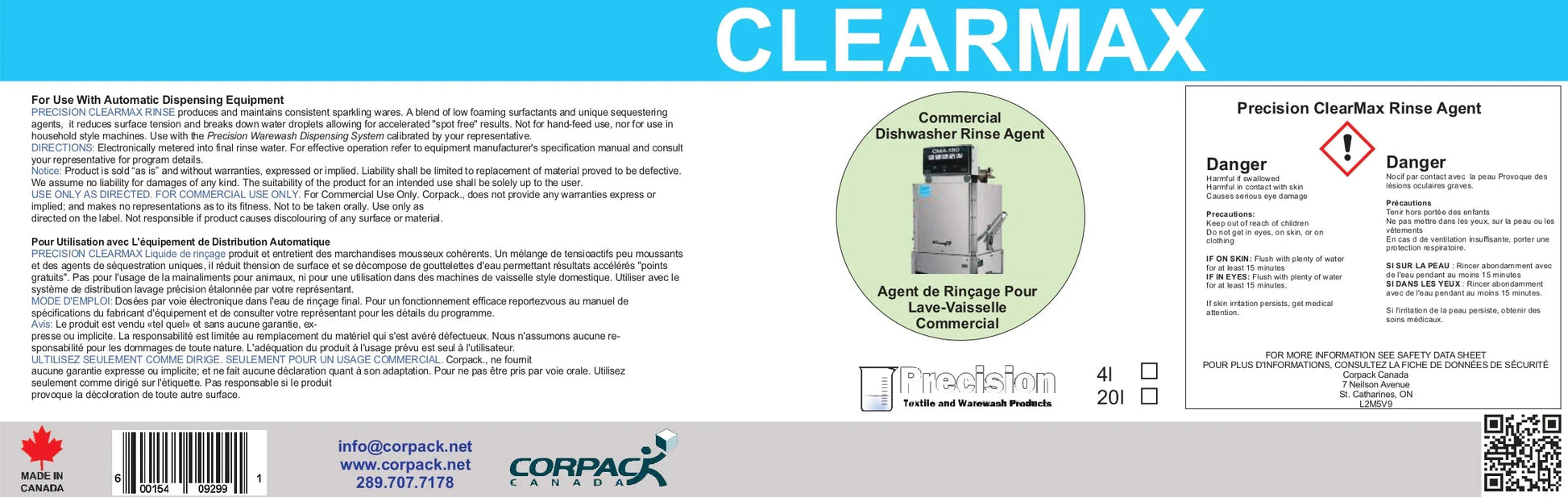 PRECISION CLEAR MAX RINSE - 4L Corporate Facility Supply