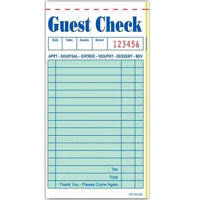 GUEST CHECK 24797 (QUEENS COACH) (2000/CS) Corporate Facility Supply