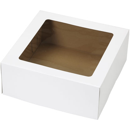 CAKE BOX, 9 X 6 X 2.5 W/WINDOW WHITE (250/BDL)