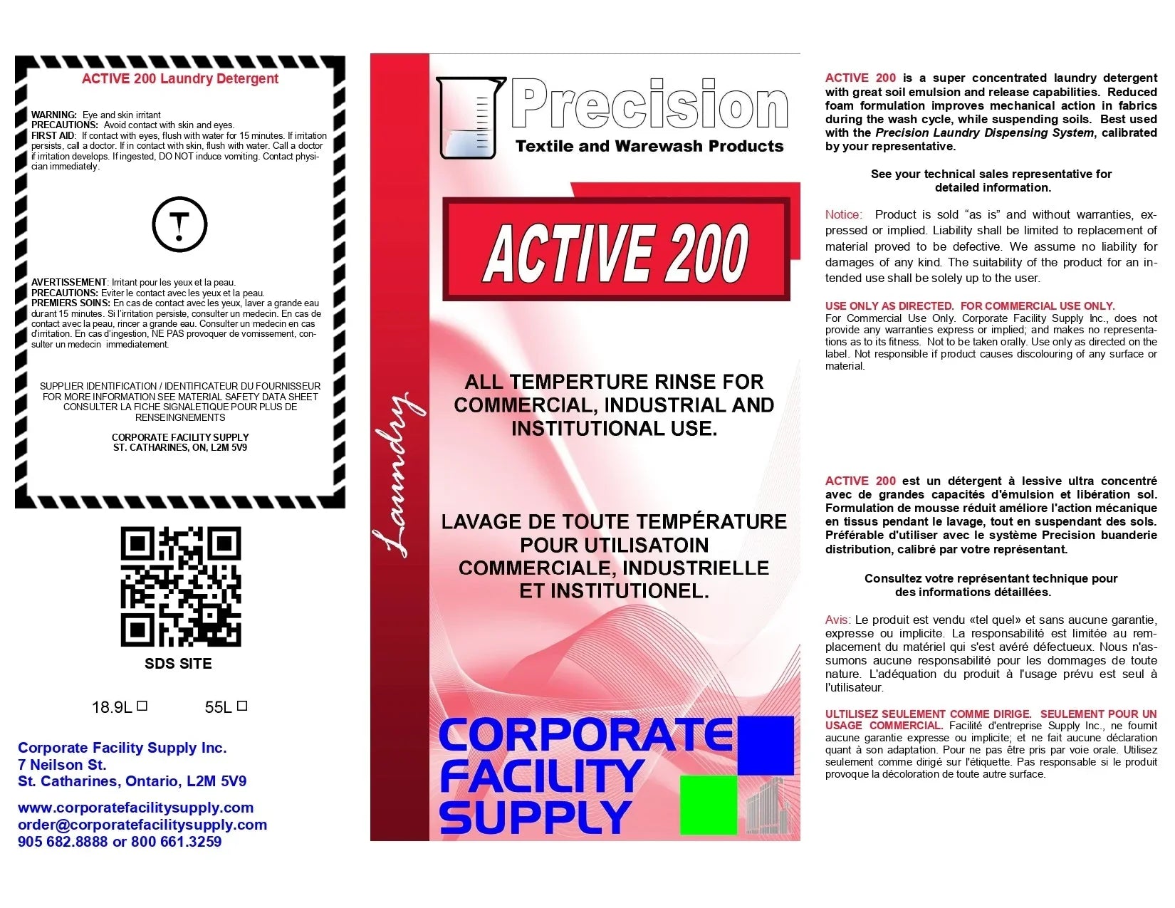 PRECISION ACTIVE 200 LAUNDRY DETERGENT - 20L Corporate Facility Supply