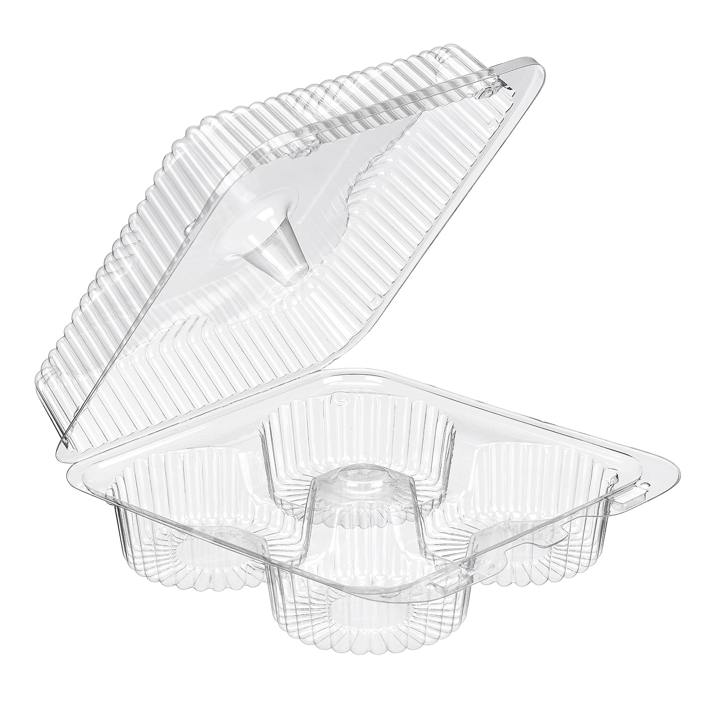 SLP72D MUFFIN CONTAINER 4 CELL HINGED LID  210/cs 075922