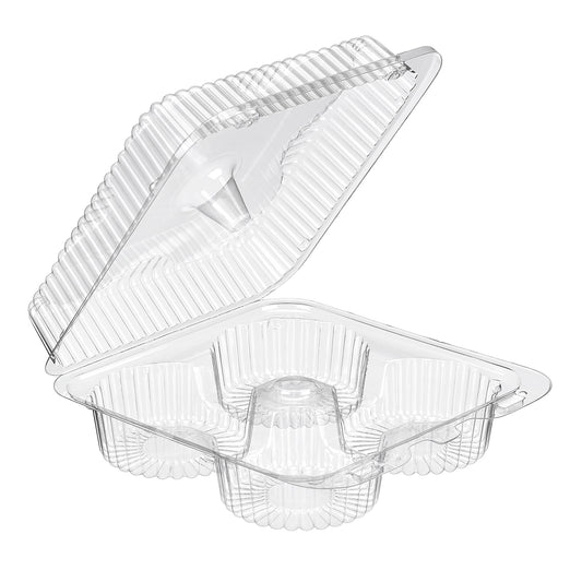 SLP72D MUFFIN CONTAINER 4 CELL HINGED LID  210/cs 075922