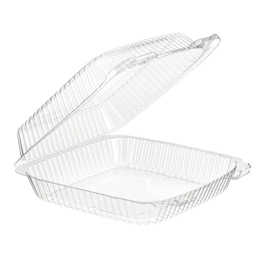 VPP730, 9 X 9 CLEAR HINGED LID CONTAINER (200/CS) Corporate Facility Supply