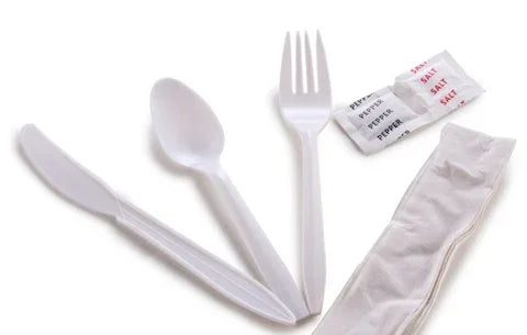FORK/KNIFE/SPOON/NAPKIN /S&P CUTLERY KIT,  WHITE (500/CS) Corporate Facility Supply